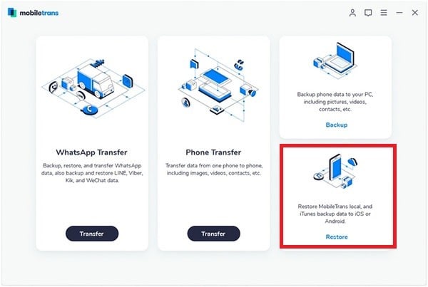 select Restore from Backup