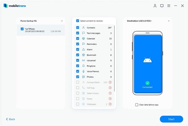 Proceso de transferencia de Samsung a iPhone