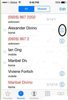 add contacts to iphone from call record