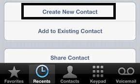 add contacts to iphone from call record