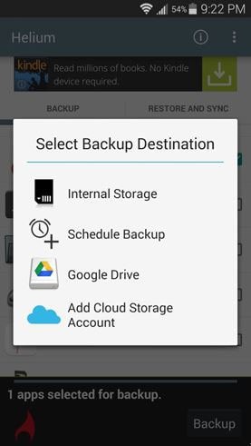 backup Android app settings