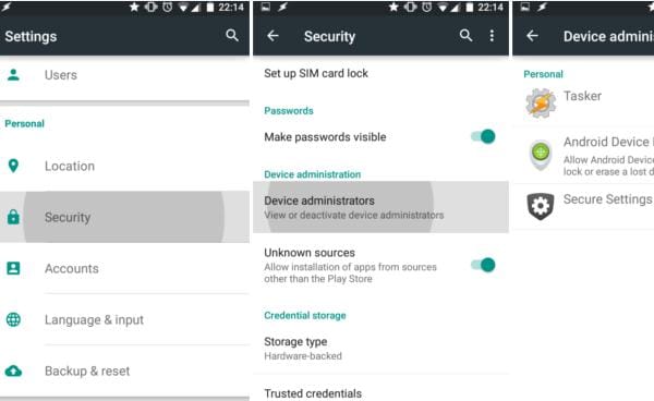 android device manager settings