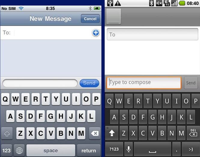 Android vs iPhone Keyboard