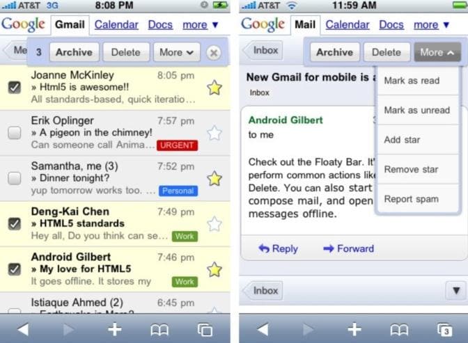 Android vs iPhone Mail