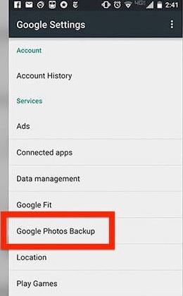 click Google Photos Backup