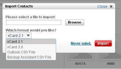 select outlook CSV file
