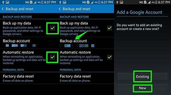 backup Samsung Android with Google