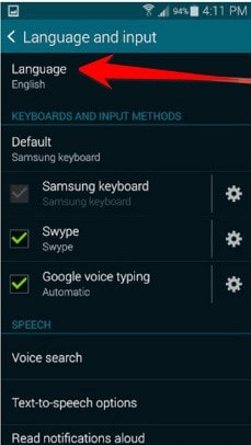 change samsung phone language