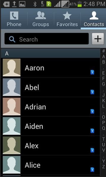 tap Contacts app