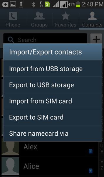 Export to USB storage