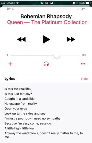 Lyrics in Apple Music