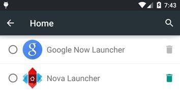 select the Nova Launcher