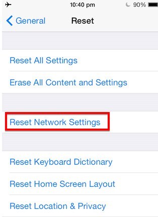 reset network setting