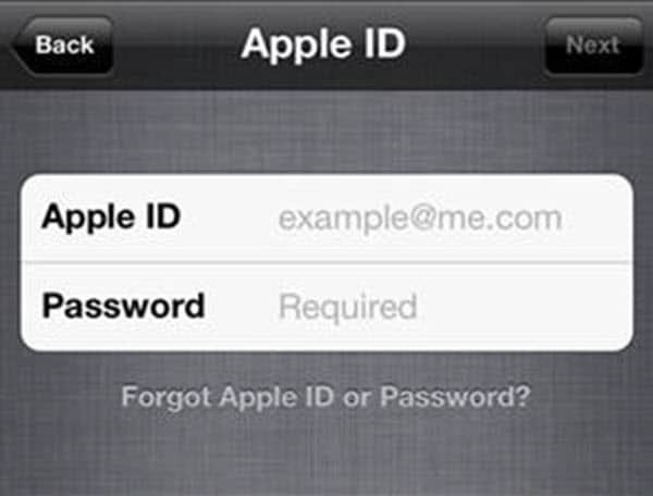 Enter Apple ID and password