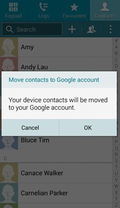export Samsung contacts to gmail