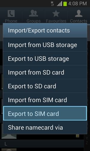 exporting Samsung contacts