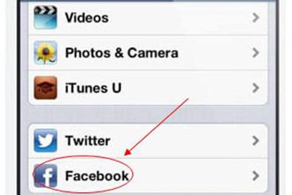 Tap Settings and look for Facebook