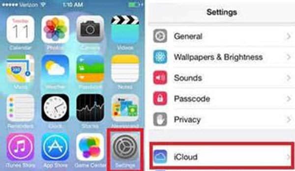 Open the Settings and tap iCloud