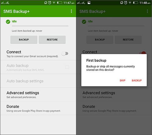 sms backup + transfer data between android