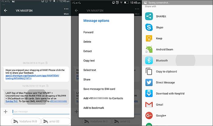 transfer messages from android to android