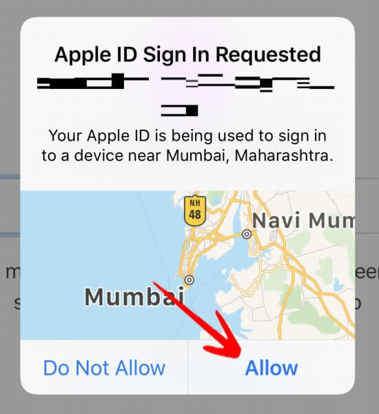 allow access on the iphone