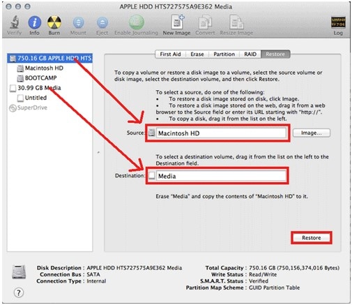 clone mac hard drive disk utility