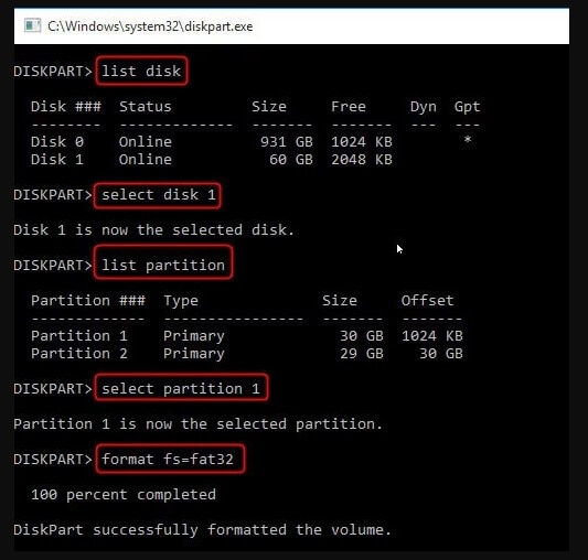 diskpart-format-fat32