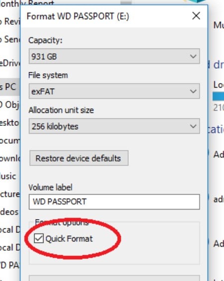 format wd my passport windows 10