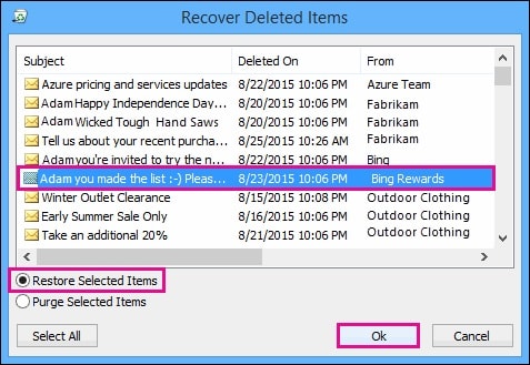recover deleted email from server