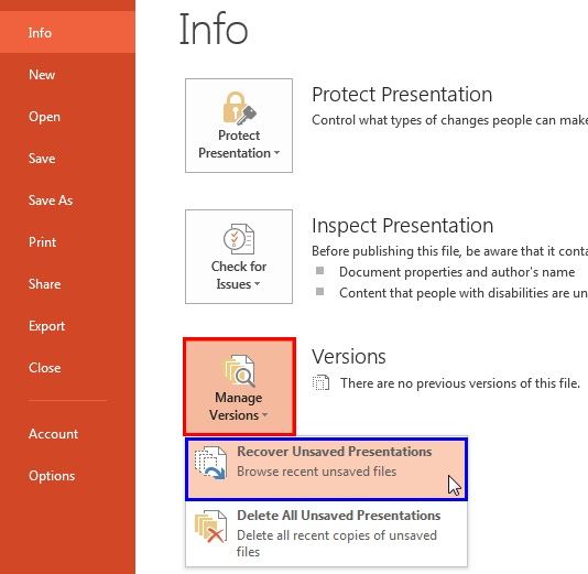 powerpoint unsaved file recovery