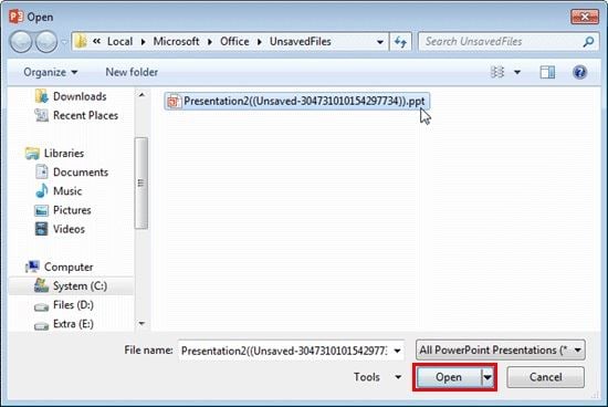 powerpoint unsaved file recovery