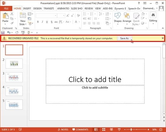 how to recover a powerpoint file that was saved over