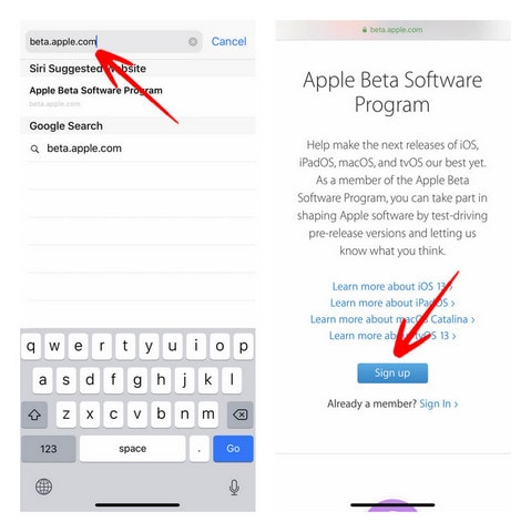 how to sign up for iOS 13 beta