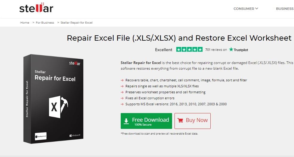 stellar phoenix excel repair