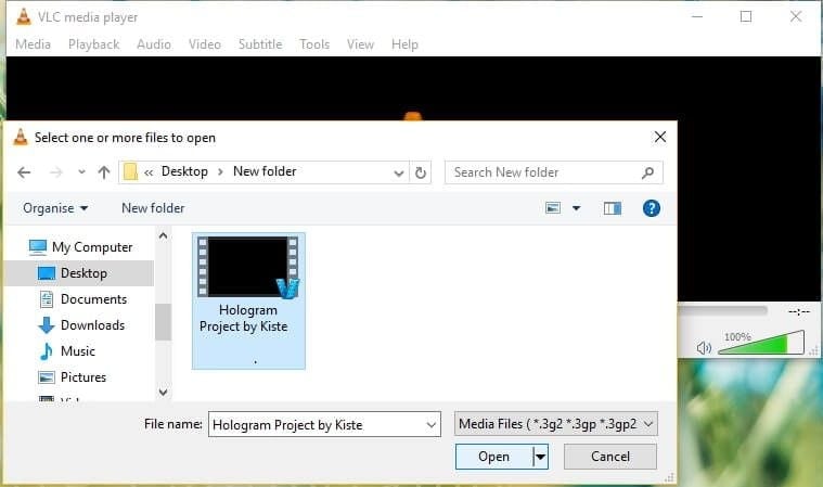 open video in vlc