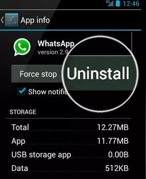 uninstall whatsapp