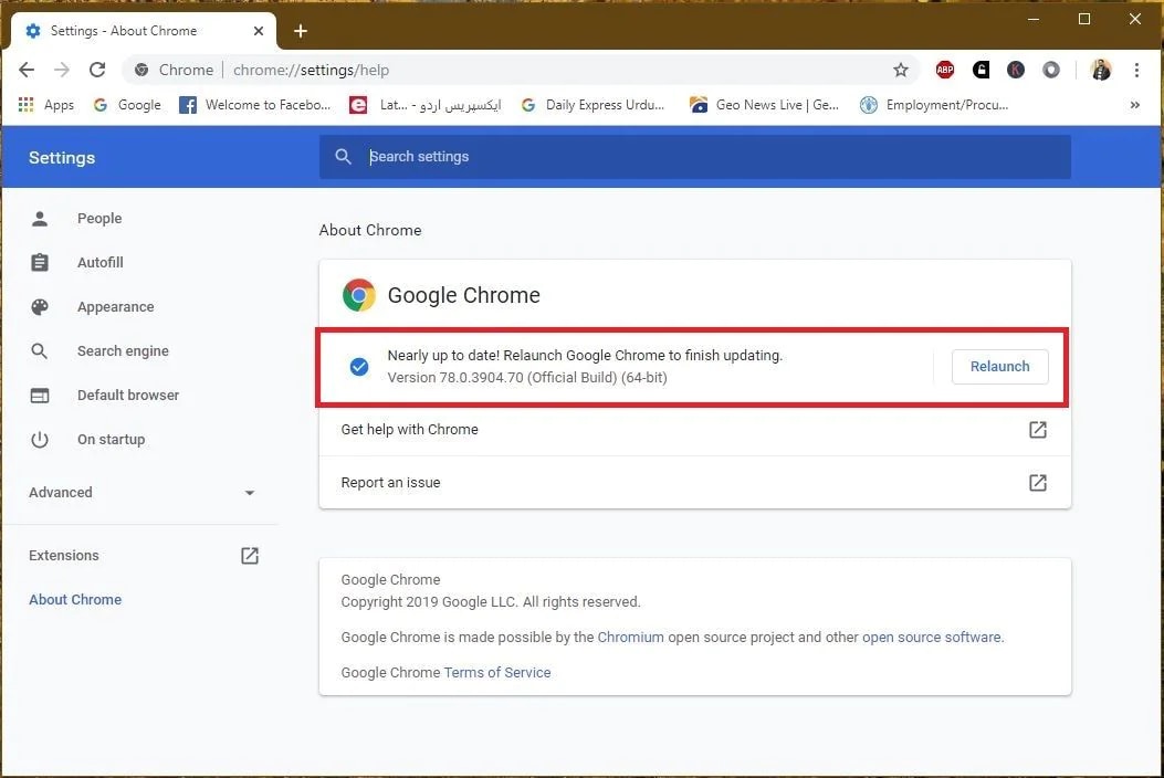 update chrome