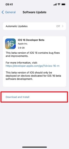 start downloading the ios 16 developer beta