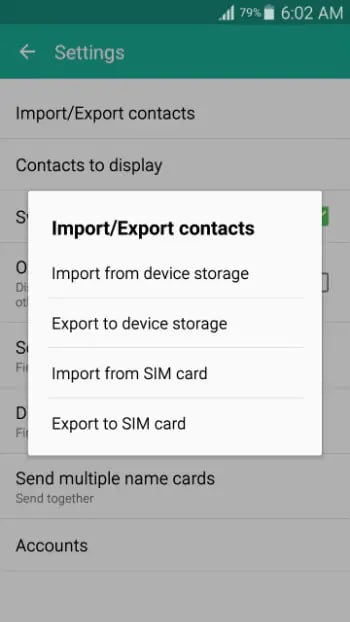 import from sim card