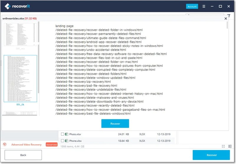 recover excel file