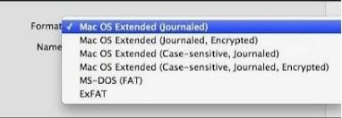 mac os extended (case-sensitive, journaled)