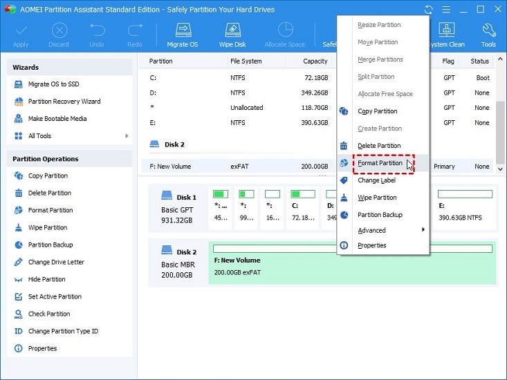 click on format partition