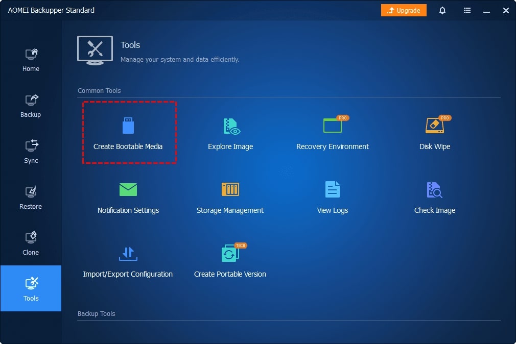 choose create bootable media