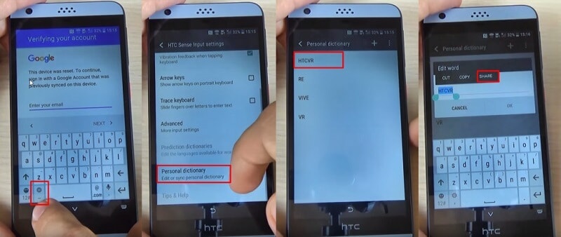 bypass google lock on htc - step 1