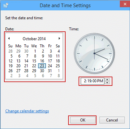 change the date and time values