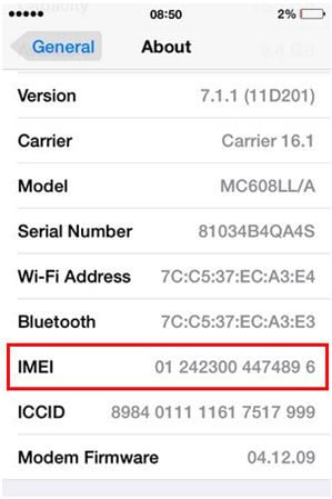 clean IMEI on iPhone