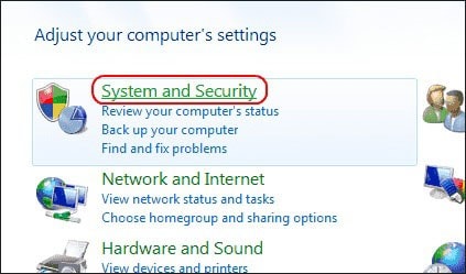 Select the System, and Security link
