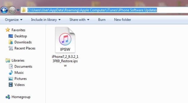 delete ipsw file on windows