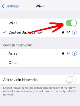 disable iphone wifi