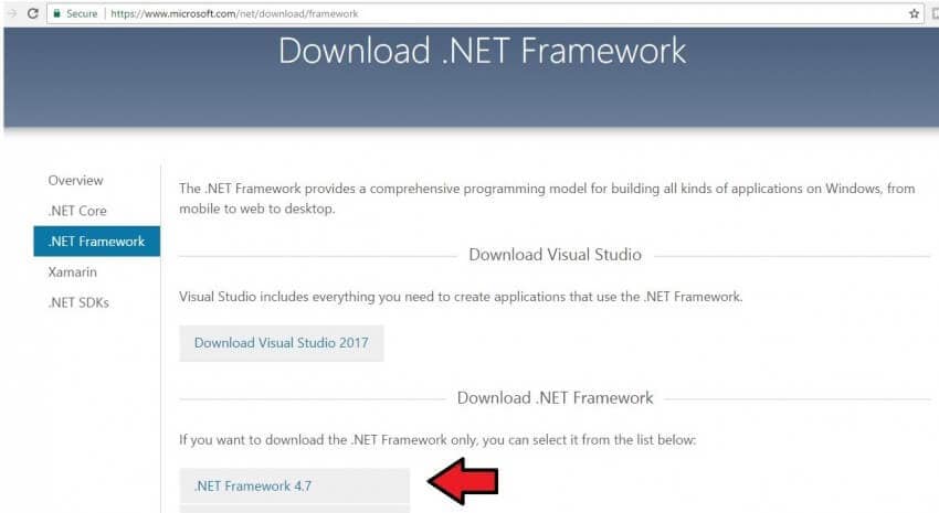 download the latest Microsoft NET Framework